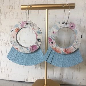 Handmade Fringy Hoop Genuine Leather Earrings